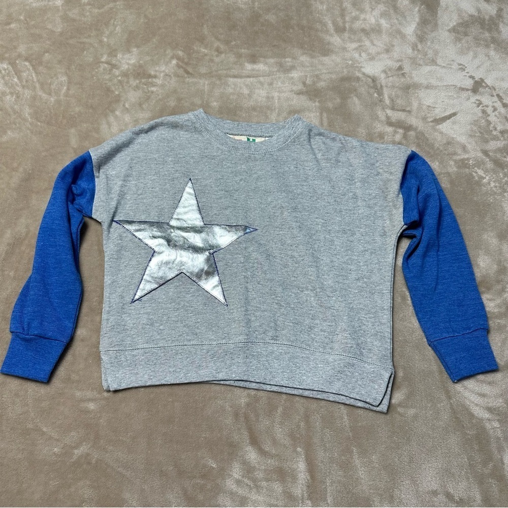 Vintage Havana Raglan Gray Blue Shiny Silver Star French Terry Top Size Medium